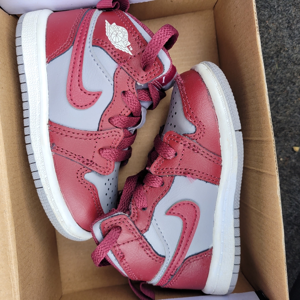 Nike Kids Red and Gray Sneakers - Picture 1 of 1